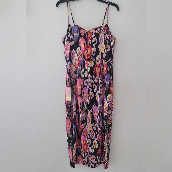 Cowl Neck Slip Dress - Desert Ikat Black Size 10 - Picture 9 of 16